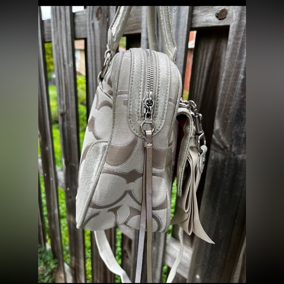 Coach Metallic Sateen Poppy Pushlock Satchel Crossbody - Picture 6 of 12